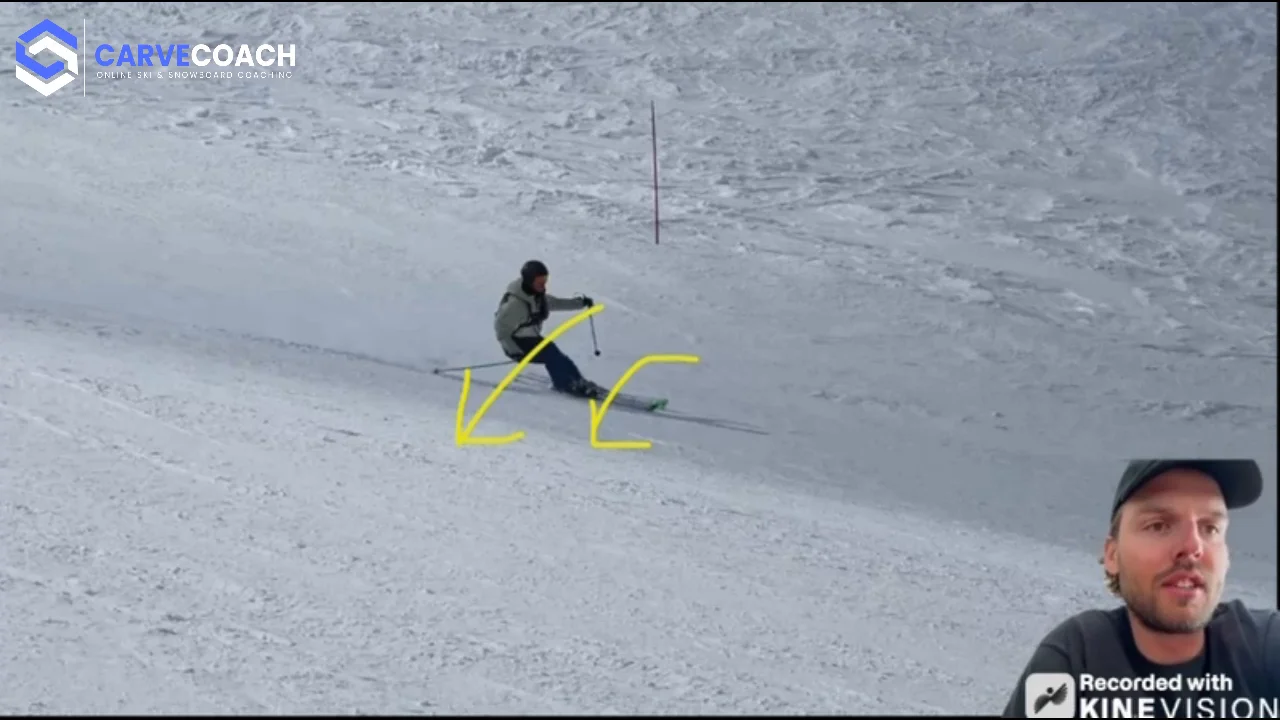 Ski coaching video feedback on laptop